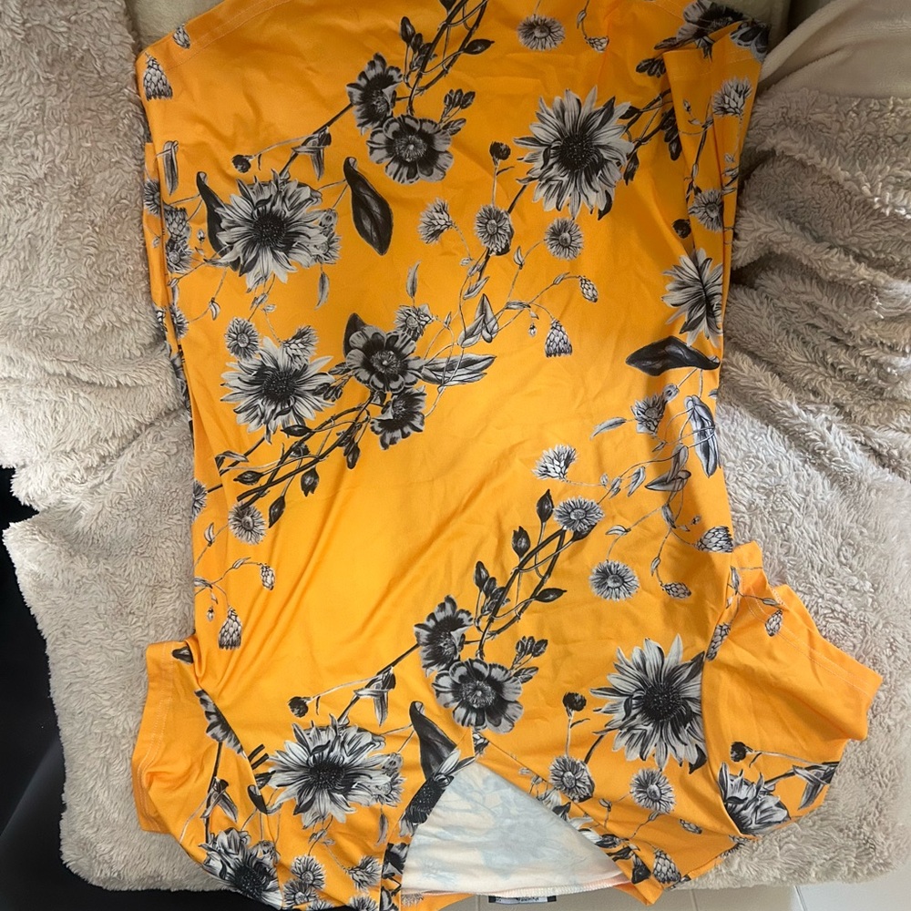Floral Orange and Black Dress